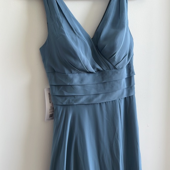 Azazie Bianca Slit Front Waist Tie Formal Evening Dress with V Neck (NWT) - Picture 8 of 8